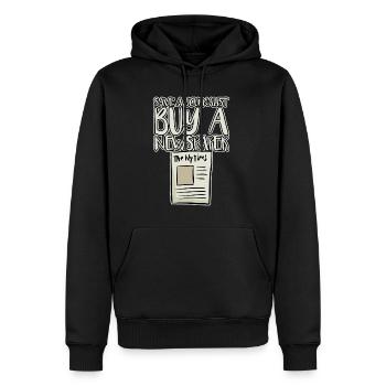 Sauver un journaliste, acheter un journal 4 - Sweat à capuche Premium bio Homme - noir - Devant - Nico (187cm)