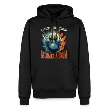 Tout ce que je touche devient un tambour 20 - Sweat à capuche Premium bio Homme - noir - Devant - Nico (187cm)