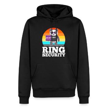 Bague Sécurité Mariage - Sweat à capuche Premium bio Homme - noir - Devant - Nico (187cm)
