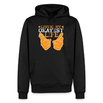Living My Okayest Life 6 - Männer Premium Bio Hoodie - Schwarz - Vorne - Nico (187cm)