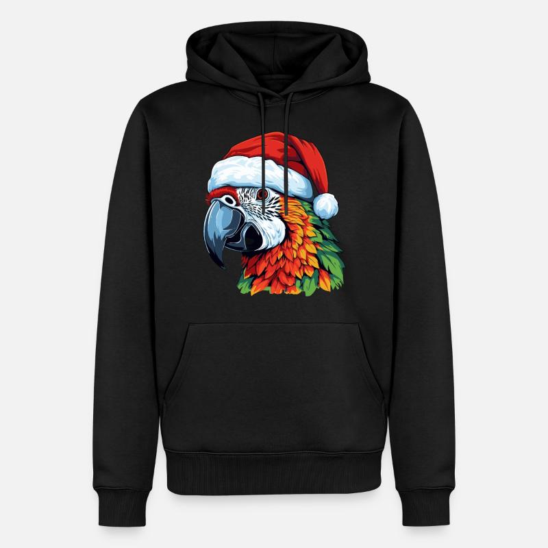 Tête d’animal de Noël perroquet - Sweat à capuche Premium bio Homme - noir