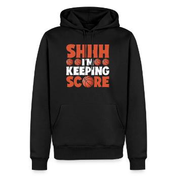 Chut, je garde le score 9 - Sweat à capuche Premium bio Homme - noir - Devant - Nico (187cm)