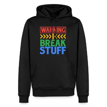 Warning I Break Stuff 6 - Männer Premium Bio Hoodie - Schwarz - Vorne - Nico (187cm)
