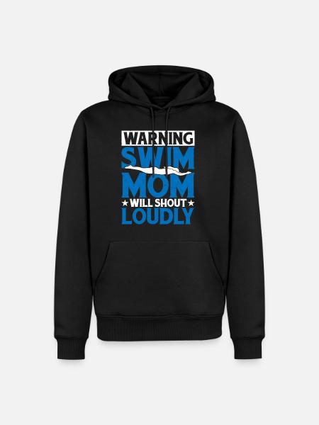 Attention : la maman nageuse va crier fort 5 - Sweat à capuche Premium bio Homme - noir