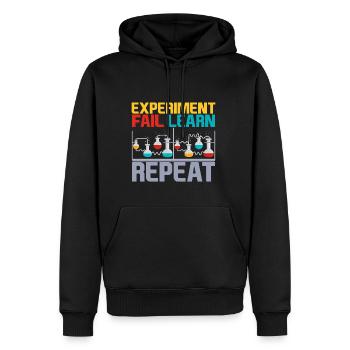 Expérimenter, Échouer, Apprendre, Répéter, 4 - Sweat à capuche Premium bio Homme - noir - Devant - Nico (187cm)