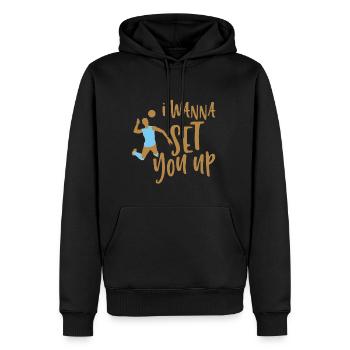 Je veux te mettre en place - Sweat à capuche Premium bio Homme - noir - Devant - Nico (187cm)