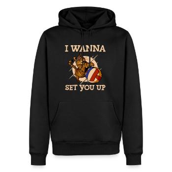 Je veux vous mettre en place 2 - Sweat à capuche Premium bio Homme - noir - Devant - Nico (187cm)