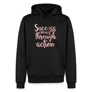 Success Comes Through Action 3 - Männer Premium Bio Hoodie - Schwarz - Vorne - Nico (187cm)