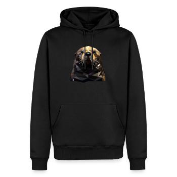 Loutre de mer de style géométrique - Sweat à capuche Premium bio Homme - noir - Devant - Nico (187cm)