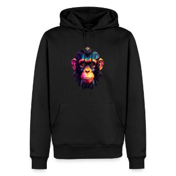 Chimpanzé de style géométrique - Sweat à capuche Premium bio Homme - noir - Devant - Nico (187cm)