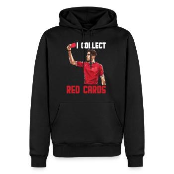 Je collectionne les cartons rouges 20 - Sweat à capuche Premium bio Homme - noir - Devant - Nico (187cm)