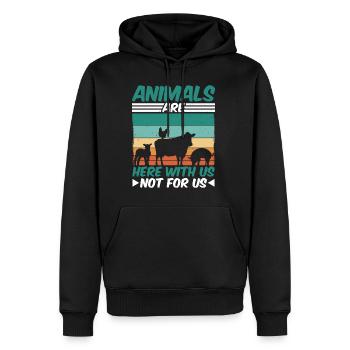 Animals Are Here With Us Not For Us - Männer Premium Bio Hoodie - Schwarz - Vorne - Nico (187cm)