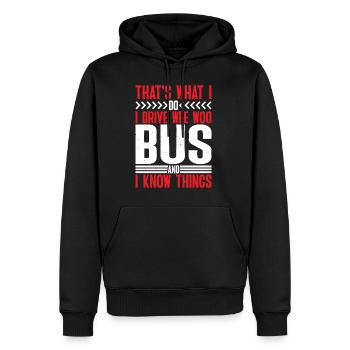 Je conduis un bus Wee Woo et je sais des choses 6 - Sweat à capuche Premium bio Homme - noir - Devant - Nico (187cm)
