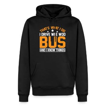 Je conduis un bus Wee Woo et je sais des choses 7 - Sweat à capuche Premium bio Homme - noir - Devant - Nico (187cm)