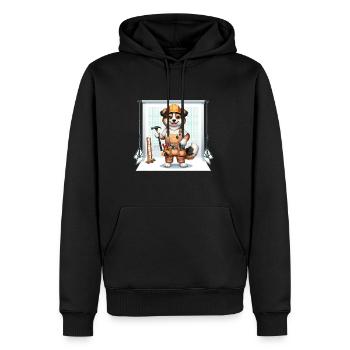 Artisan de chien mignon - Sweat à capuche Premium bio Homme - noir - Devant - Nico (187cm)