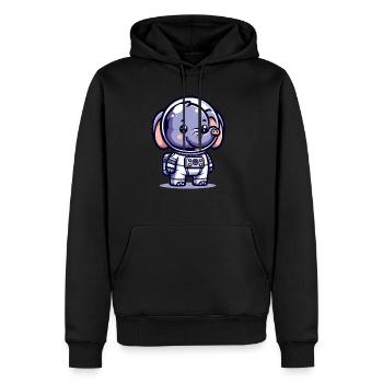Éléphant mignon astronaute - Sweat à capuche Premium bio Homme - noir - Devant - Nico (187cm)