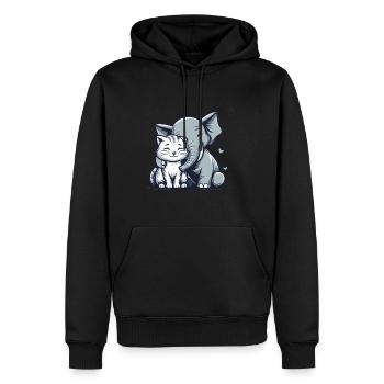 Cuddling Cat And Elephant In Love - Männer Premium Bio Hoodie - Schwarz - Vorne - Nico (187cm)