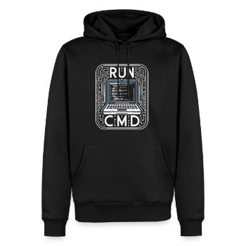Run Cmd 41 - Männer Premium Bio Hoodie - Schwarz - Vorne - Nico (187cm)
