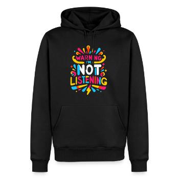 avertissement je n’écoute pas 66 - Sweat à capuche Premium bio Homme - noir - Devant - Nico (187cm)
