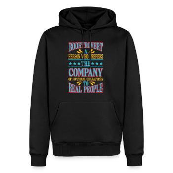 Booktrovert Definition Description 6 - Männer Premium Bio Hoodie - Schwarz - Vorne - Nico (187cm)