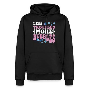 Moins de problèmes, plus de bulles 14 - Sweat à capuche Premium bio Homme - noir - Devant - Nico (187cm)
