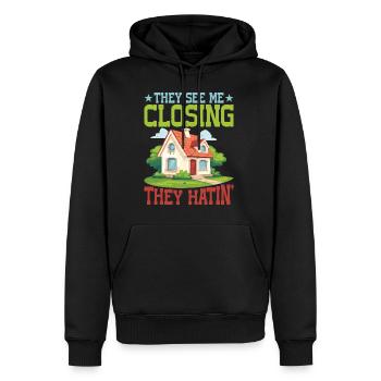 They See Me Closing, They Hatin' 5 - Männer Premium Bio Hoodie - Schwarz - Vorne - Nico (187cm)