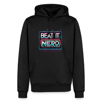 Battez-le Nerd 15 - Sweat à capuche Premium bio Homme - noir - Devant - Nico (187cm)