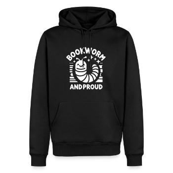Bookworm and Proud - Männer Premium Bio Hoodie - Schwarz - Vorne - Nico (187cm)