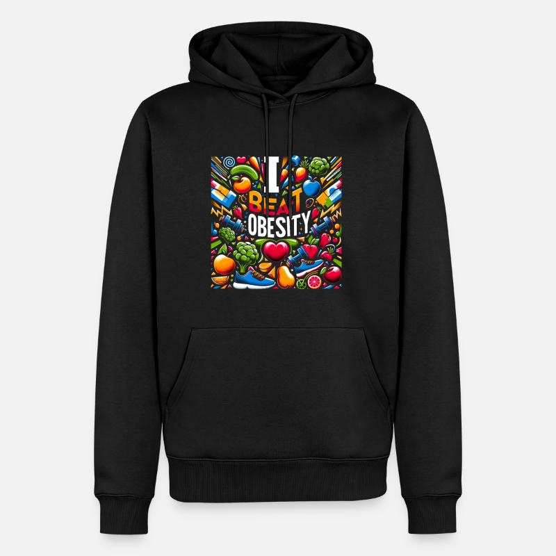 I Beat Obesity 11 - Männer Premium Bio Hoodie - Schwarz