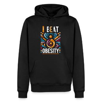 I Beat Obesity 15 - Men’s Premium Organic Hoodie - black - Front - Nico (187cm)
