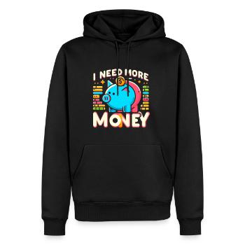 J’ai besoin de plus d’argent 5 - Sweat à capuche Premium bio Homme - noir - Devant - Nico (187cm)