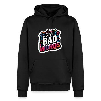 Je dis des gros mots 11 - Sweat à capuche Premium bio Homme - noir - Devant - Nico (187cm)