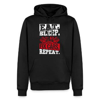 Eat Sleep Fix Cars Repeat Mechanic Tuning Tools Ca - Men’s Premium Organic Hoodie - black - Front - Nico (187cm)