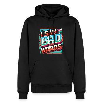 Je dis des gros mots 8 - Sweat à capuche Premium bio Homme - noir - Devant - Nico (187cm)