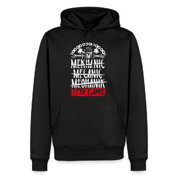 I'm a Mekhanic Mecanic Meohanik I'm Repairing - Men’s Premium Organic Hoodie - black - Front - Nico (187cm)
