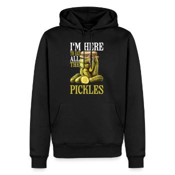 I'm Here To Eat All The Pickles 5 - Men’s Premium Organic Hoodie - black - Front - Nico (187cm)