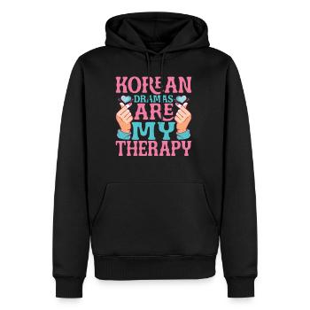 Les drames coréens sont ma thérapie 9 - Sweat à capuche Premium bio Homme - noir - Devant - Nico (187cm)