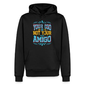 Votre ego n’est pas votre amigo 49 - Sweat à capuche Premium bio Homme - noir - Devant - Nico (187cm)