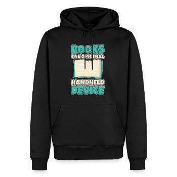 Books The Original Handheld Device 2 - Männer Premium Bio Hoodie - Schwarz - Vorne - Nico (187cm)