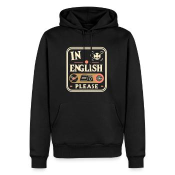 En anglais s’il vous plaît ! 10 - Sweat à capuche Premium bio Homme - noir - Devant - Nico (187cm)