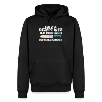 Rangez la recette Je suis cuisinier et non pharmacien - Sweat à capuche Premium bio Homme - noir - Devant - Nico (187cm)