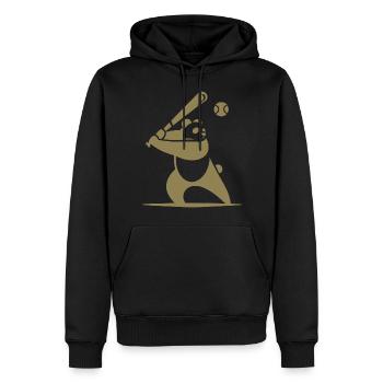 Minimalistische Panda-Baseball-Silhouette - Männer Premium Bio Hoodie - Schwarz - Vorne - Nico (187cm)