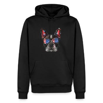Boston Terrier with American Sunglasses - Men’s Premium Organic Hoodie - black - Front - Nico (187cm)