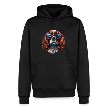 Cavalier King Spaniel with American Sunglasses - Men’s Premium Organic Hoodie - black - Front - Nico (187cm)