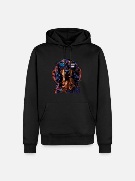Dachshund with American Sunglasses - Men’s Premium Organic Hoodie - black