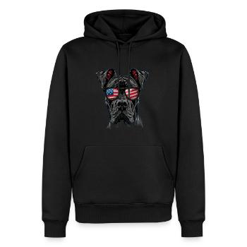 Great Dane with American Sunglasses - Men’s Premium Organic Hoodie - black - Front - Nico (187cm)