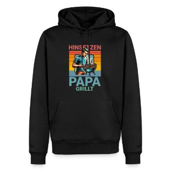 Asseyez-vous papa fait griller le barbecue en disant - Sweat à capuche Premium bio Homme - noir - Devant - Nico (187cm)