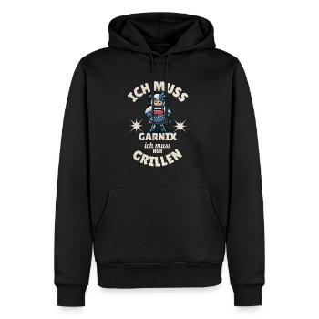 Ich Muss Garnix Ich Muss Nur Grillen Spruch - Männer Premium Bio Hoodie - Schwarz - Vorne - Nico (187cm)