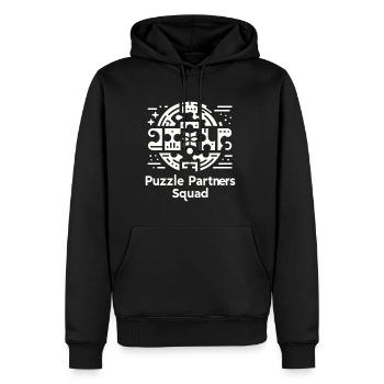 Puzzle Partners Squad - Männer Premium Bio Hoodie - Schwarz - Vorne - Nico (187cm)