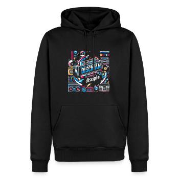Discman Disciple - Sweat à capuche Premium bio Homme - noir - Devant - Nico (187cm)